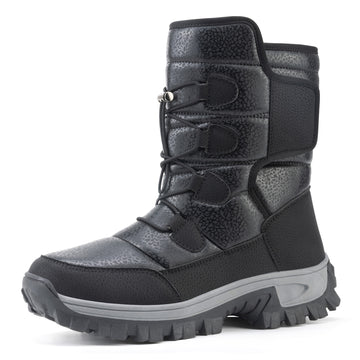 Stepedia Winter Boots Waterproof Warm Shoes Walking Hiking Booties Faux Fur Mid Calf Boots for Men