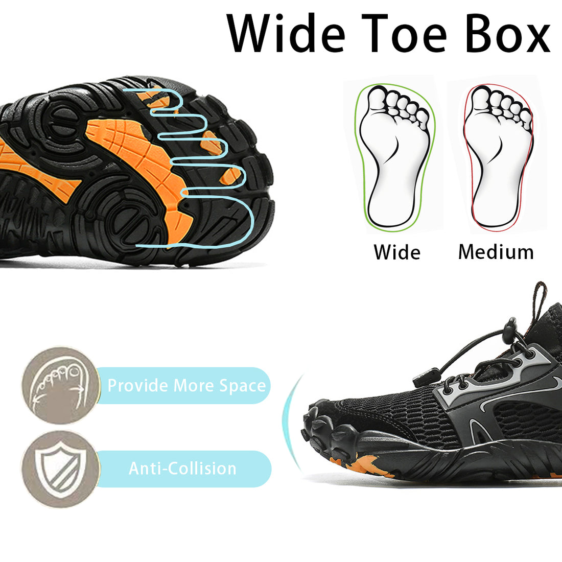 Stepedia Mens Water Shoes Adult Quick-Dry Aqua Barefoot Wide Shoes