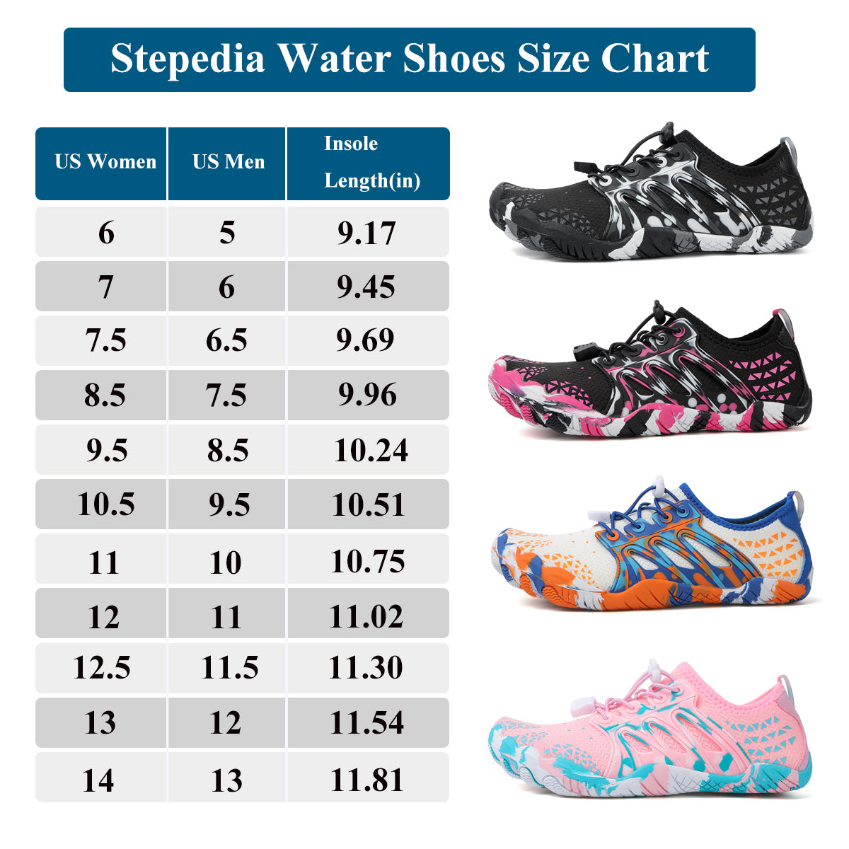 Stepedia Mens Womens Athletic Hiking Water Shoes