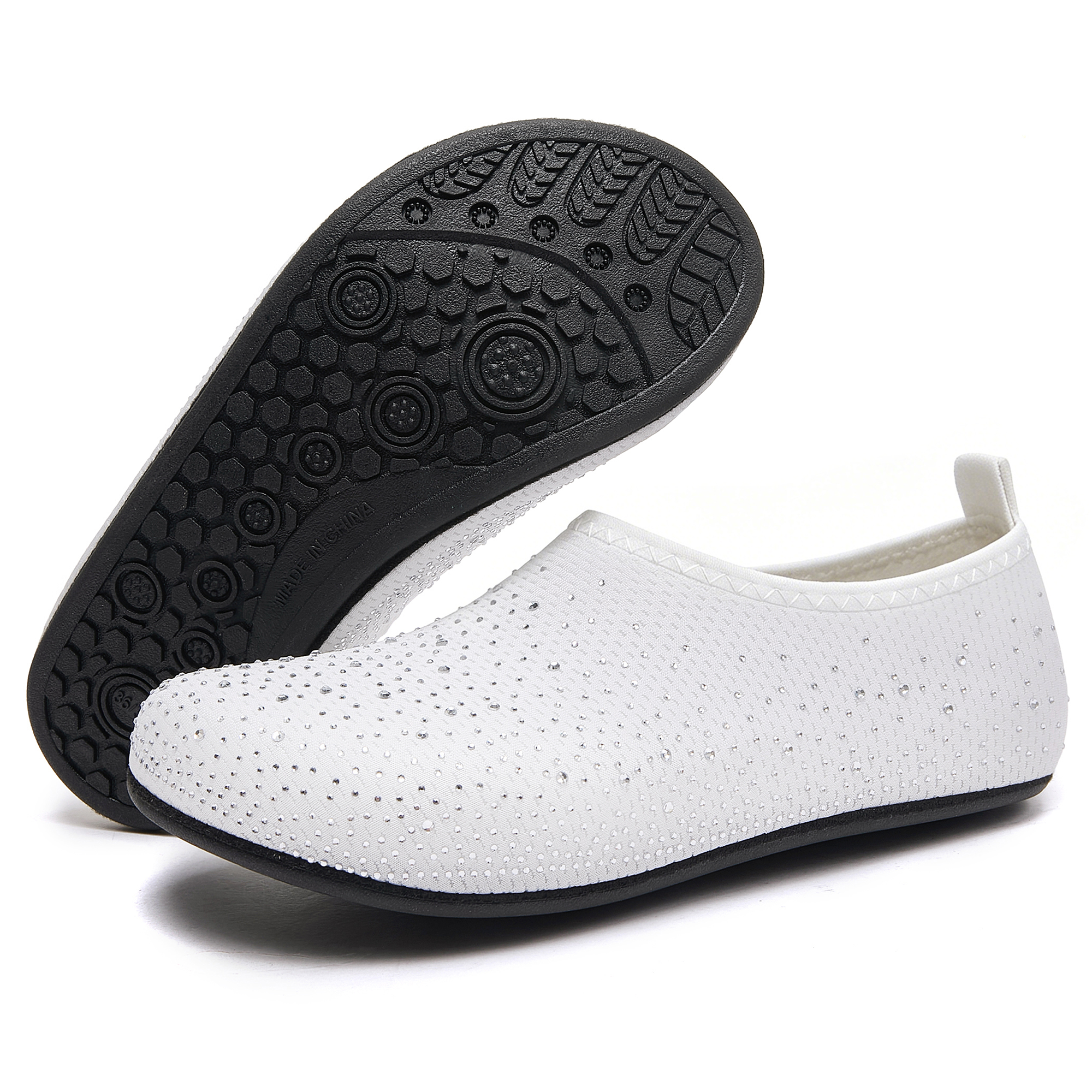 Stepedia Women's Water Shoes Rhinestone Aqua Socks Quick Dry Beach Swim Shoes for Pool Diving Boating Yoga