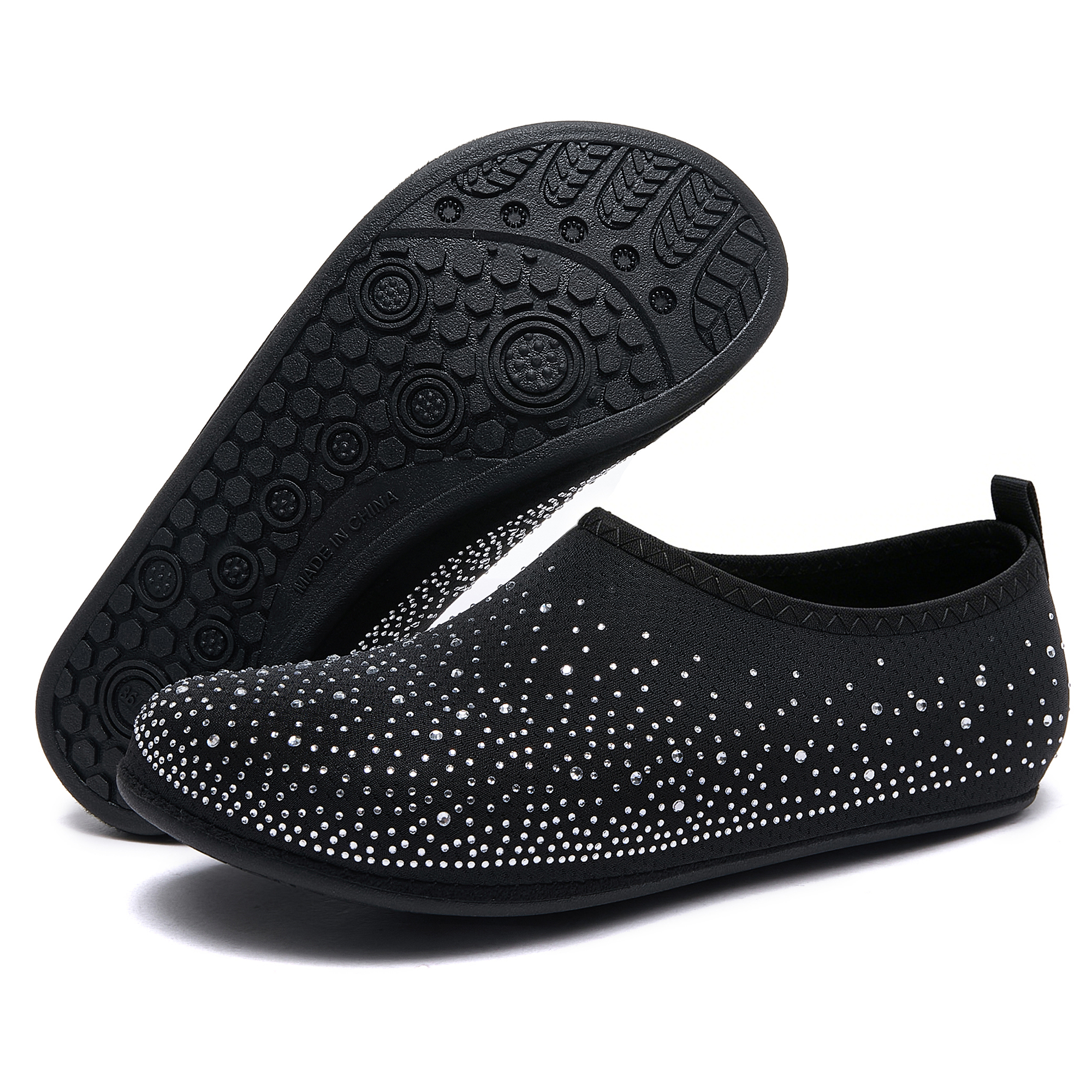 Stepedia Women's Water Shoes Rhinestone Aqua Socks Quick Dry Beach Swim Shoes for Pool Diving Boating Yoga