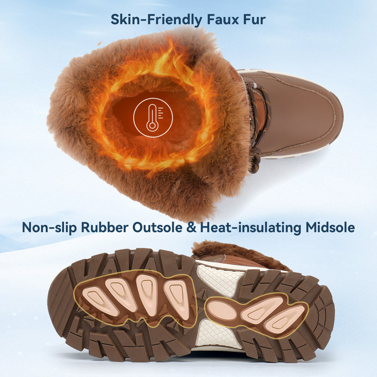 Stepedia Snow Boots Womens Warm Faux Fur Insulated Non-Slip Outdoor Mid Calf Winter Boots