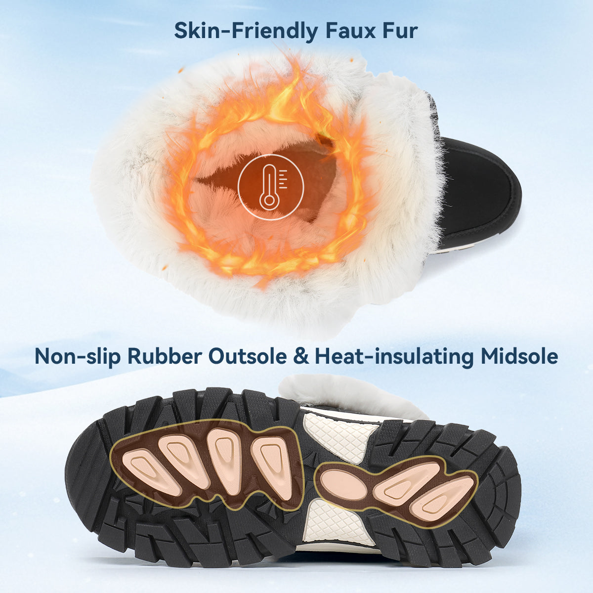 Stepedia Snow Boots Womens Warm Faux Fur Insulated Non-Slip Outdoor Mid Calf Winter Boots