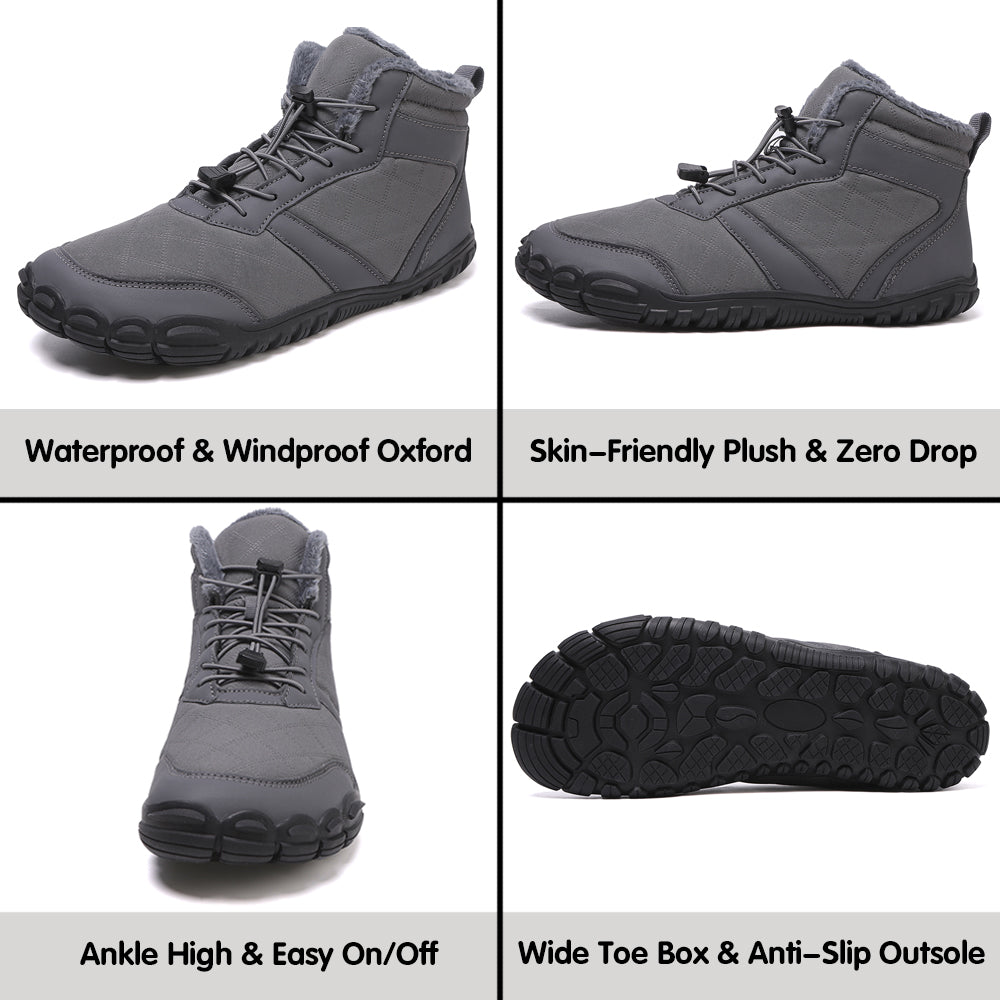 Stepedia Men's Wide Barefoot Winter Boots Waterproof Cold Weather Boots