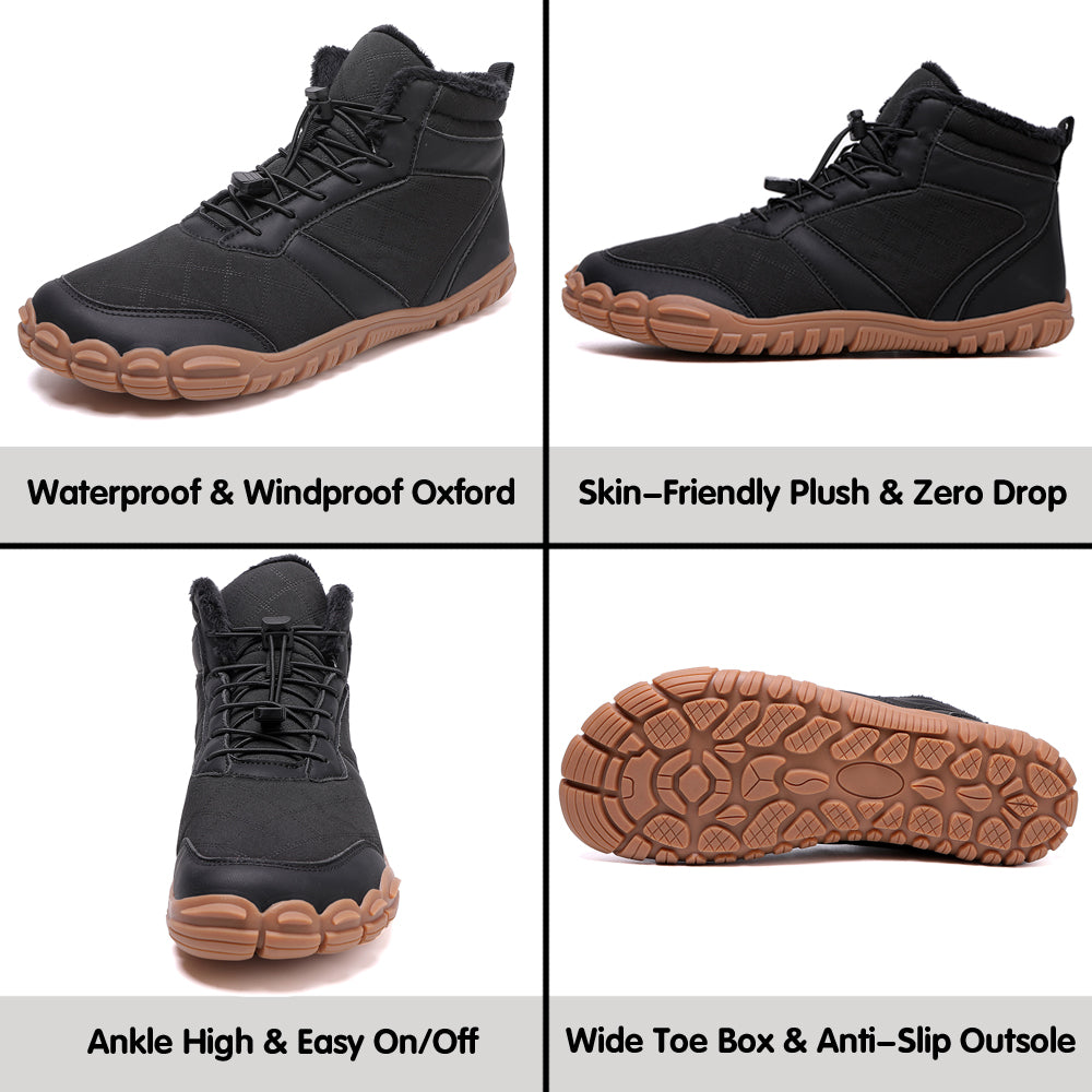Stepedia Men's Wide Barefoot Winter Boots Waterproof Cold Weather Boots