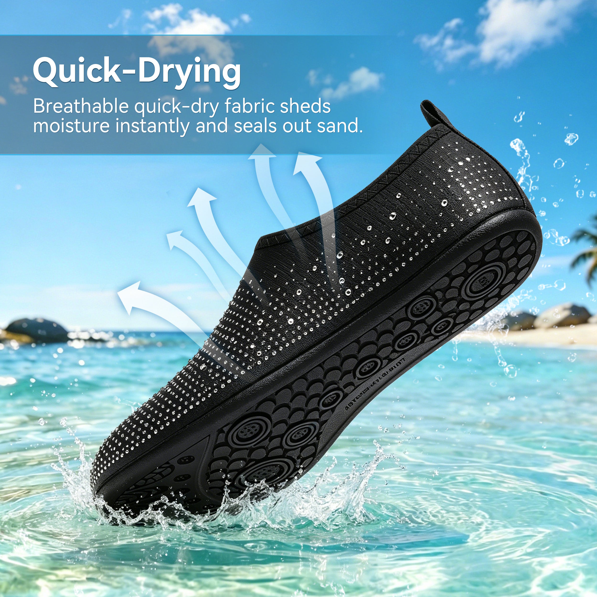 Stepedia Women's Water Shoes Rhinestone Aqua Socks Quick Dry Beach Swim Shoes for Pool Diving Boating Yoga