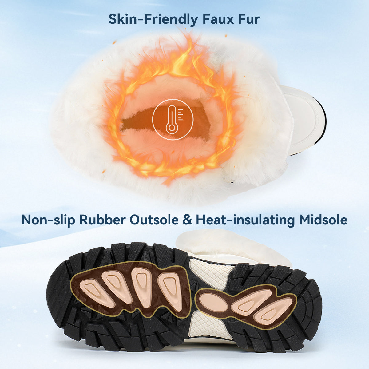 Stepedia Snow Boots Womens Warm Faux Fur Insulated Non-Slip Outdoor Mid Calf Winter Boots