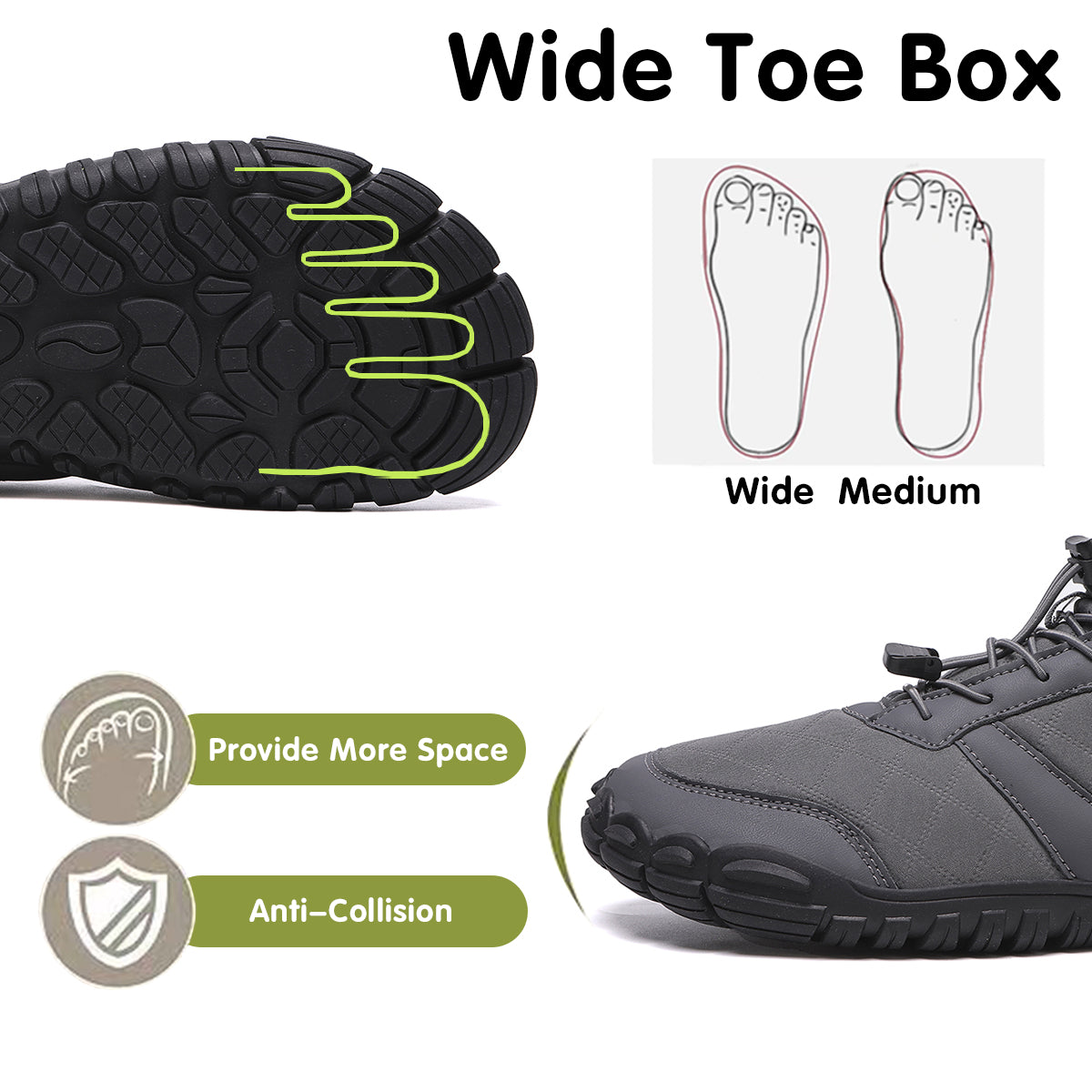 Stepedia Men's Wide Barefoot Winter Boots Waterproof Cold Weather Boots