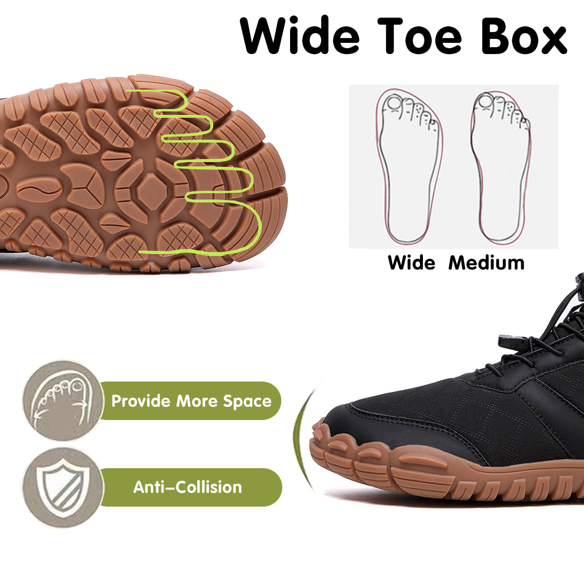 Stepedia Men's Wide Barefoot Winter Boots Waterproof Cold Weather Boots