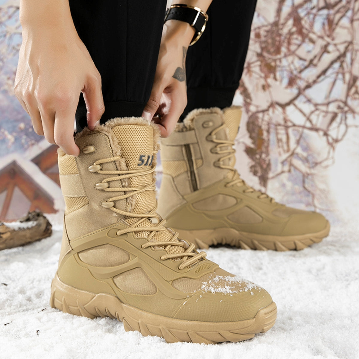 Stepedia Men's Waterproof Hiking Winter Snow Boots