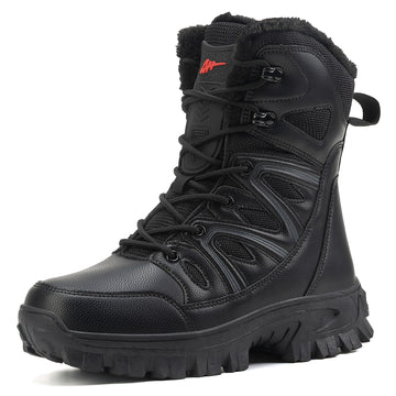 Stepedia Men's Waterproof Snow Boots Warm Insulated Faux Fur Lined Mid Calf Outdoor Winter Boots