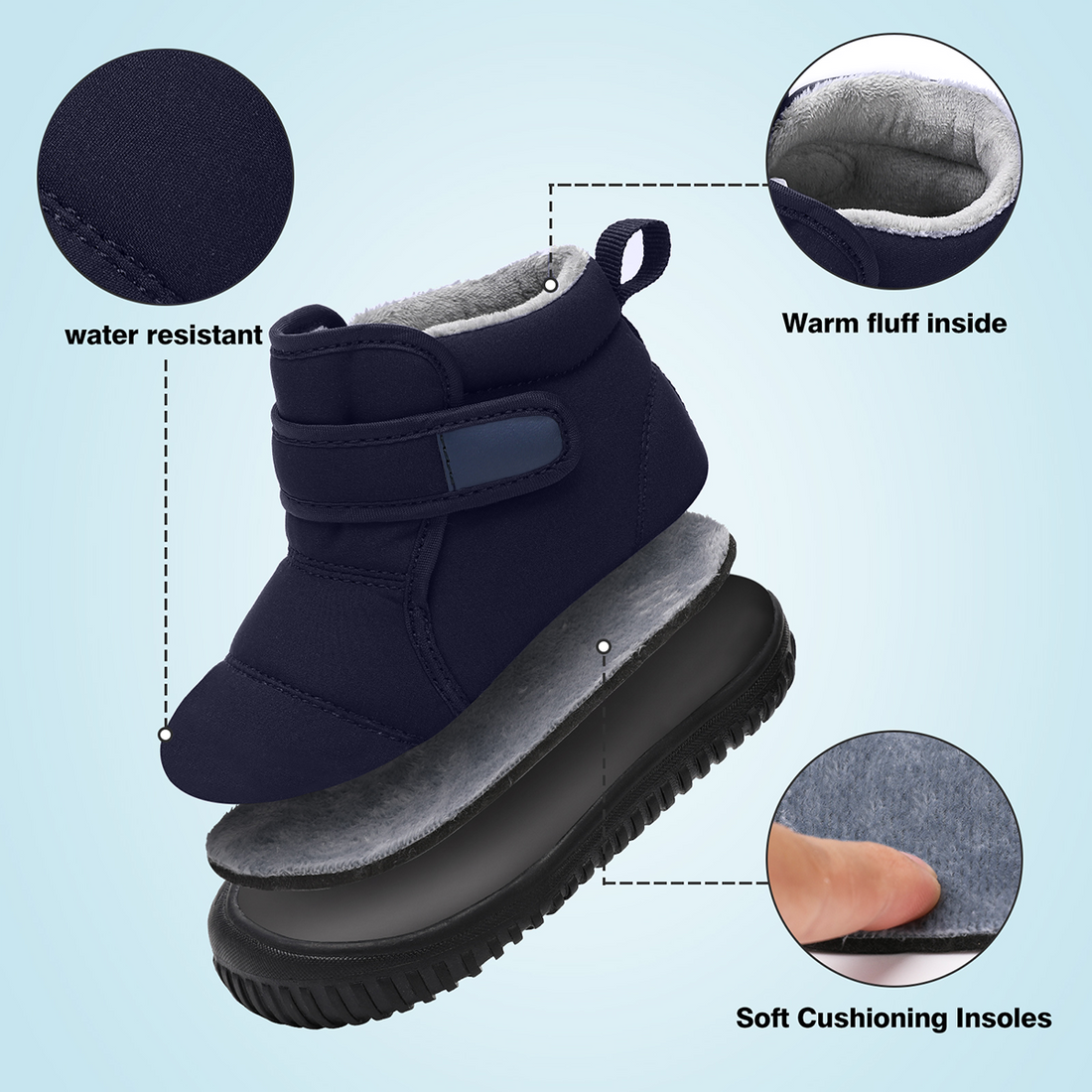 Stepedia Kids Boys Girls Cold Weather Water Resistant Winter Snow Boots for Toddler