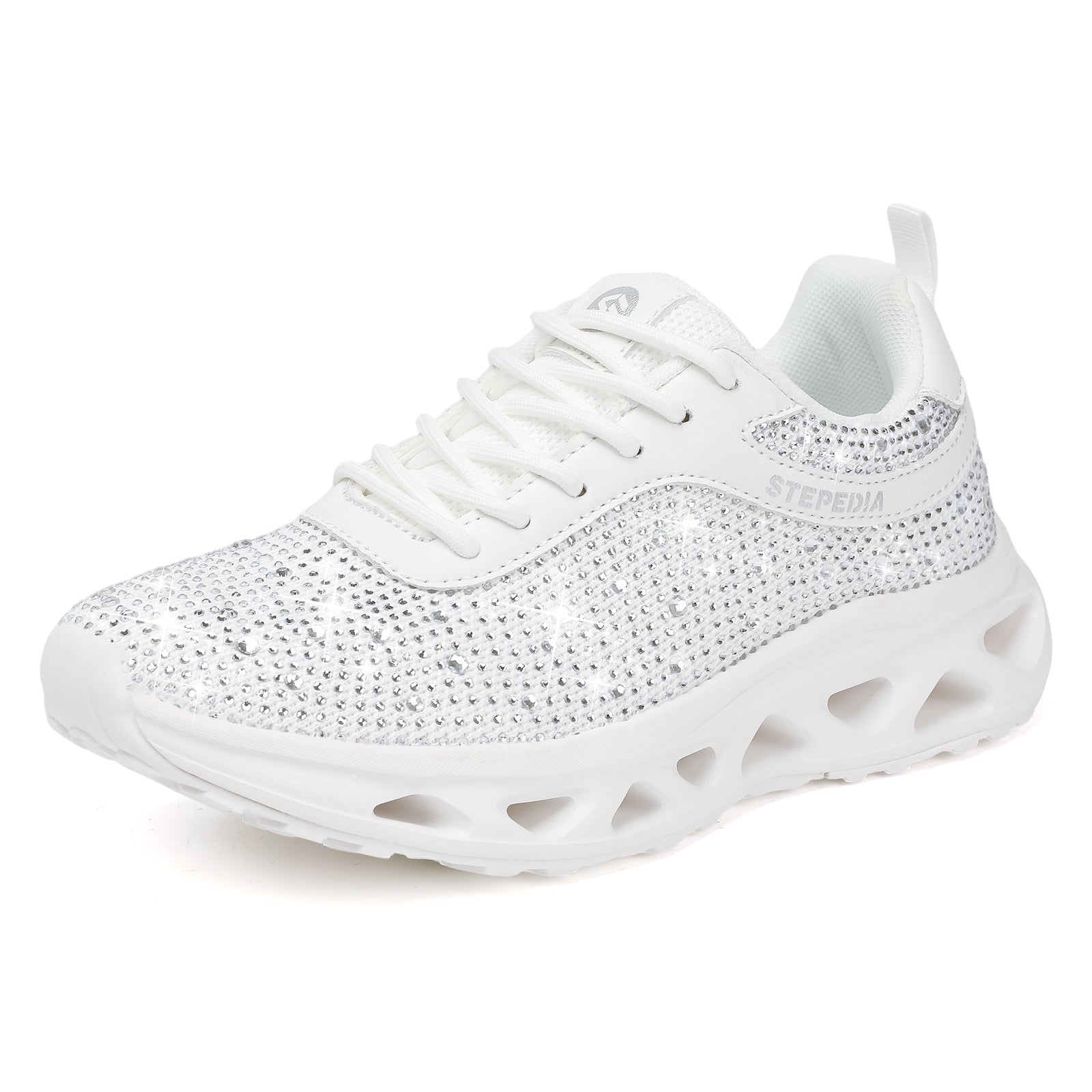 Stepedia Women's Rhinestone Mesh Walking Shoes Breathable Tennis Shoes Spakle Glitter Sneaker