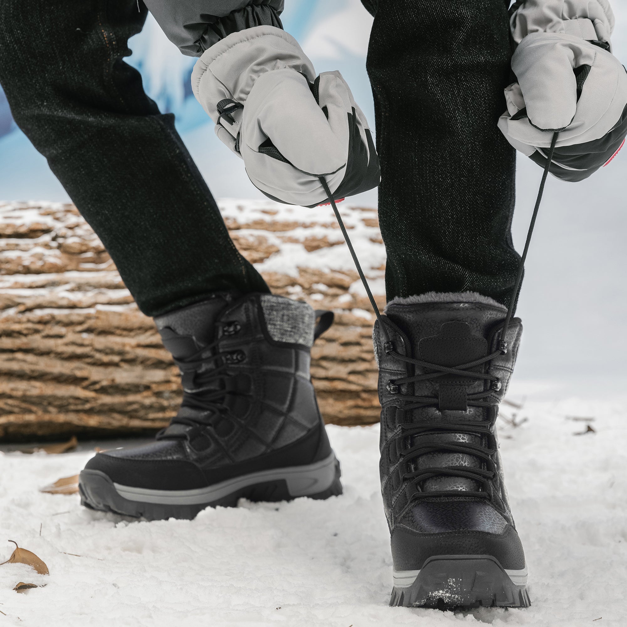 Stepedia Men's Snow Boots Warm Insulated Faux Fur Lined Mid Calf Waterproof Winter Shoes