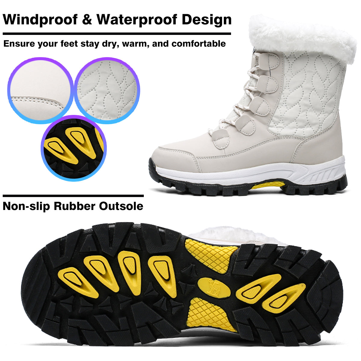 Stepedia Women's Snow Boots Warm Insulated Faux Fur Lined Waterproof Mid-Calf Winter Boots