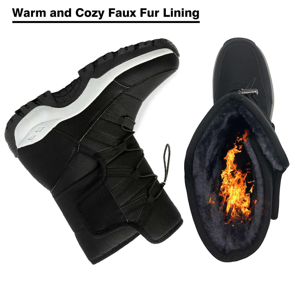 Ladies Faux Fur Mid Calf Snow Boots Warm Suede Winter Boots With Furry Lining And Non-slip Sole Ladies Faux Fur Mid Calf Snow Boots Warm Suede Winter Boots With Furry Lining And Non-slip Sole
