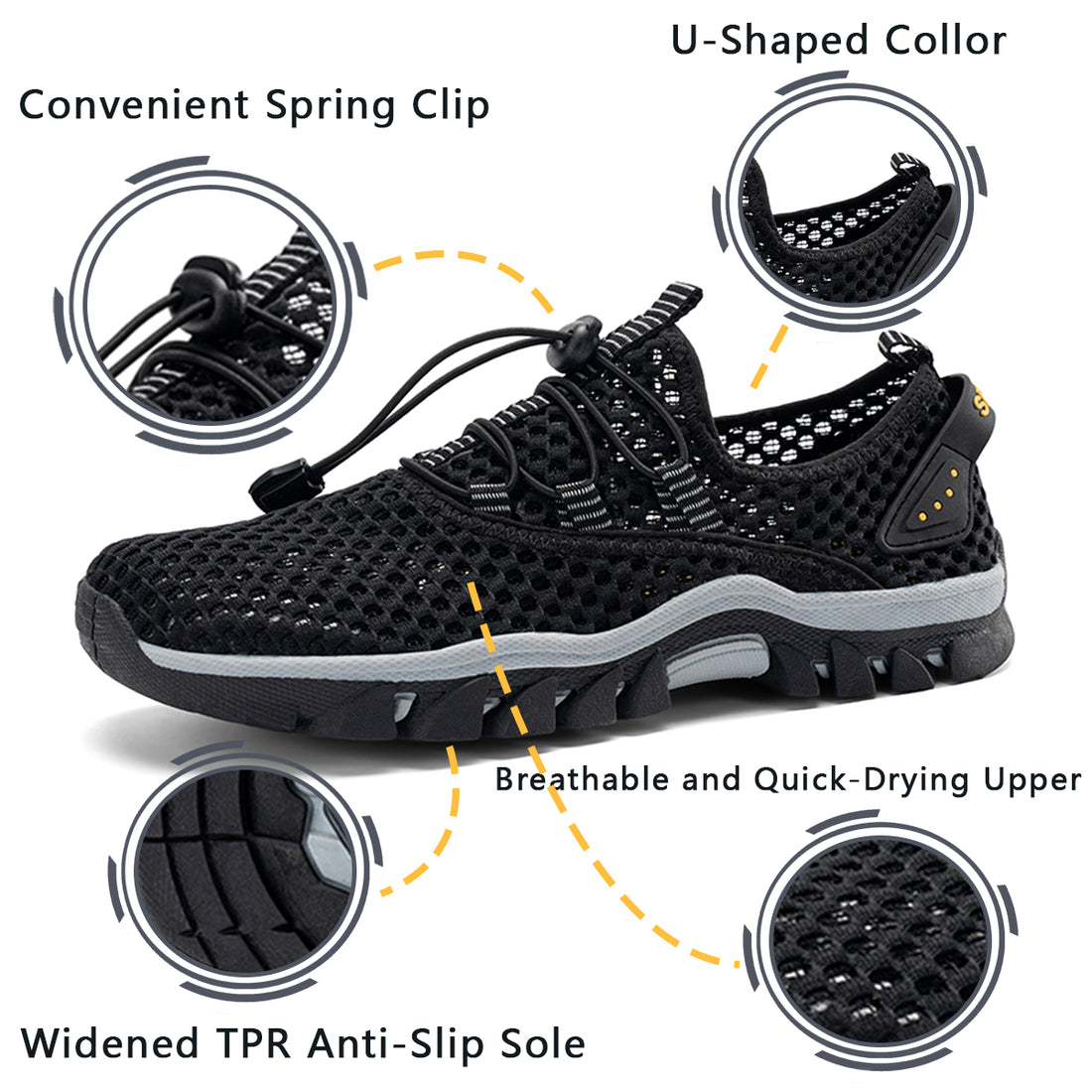 Stepedia Men's Aqua Shoes Quick Dry Water Shoes Lightweight Barefoot Swim Beach Shoes