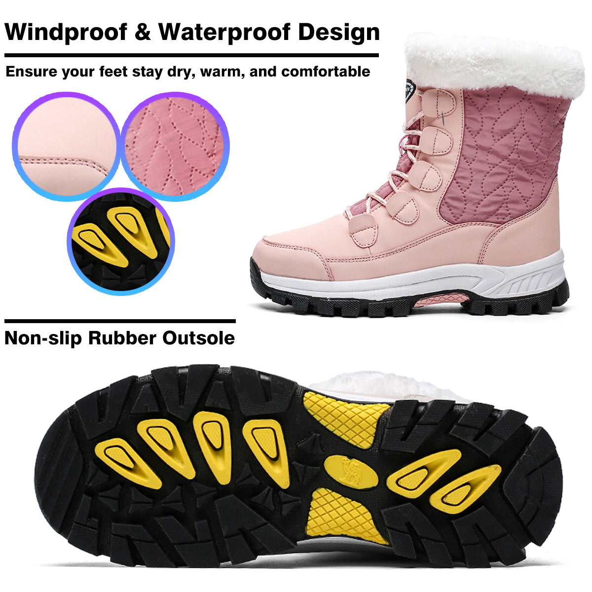 Stepedia Women's Snow Boots Warm Insulated Faux Fur Lined Waterproof Mid-Calf Winter Boots