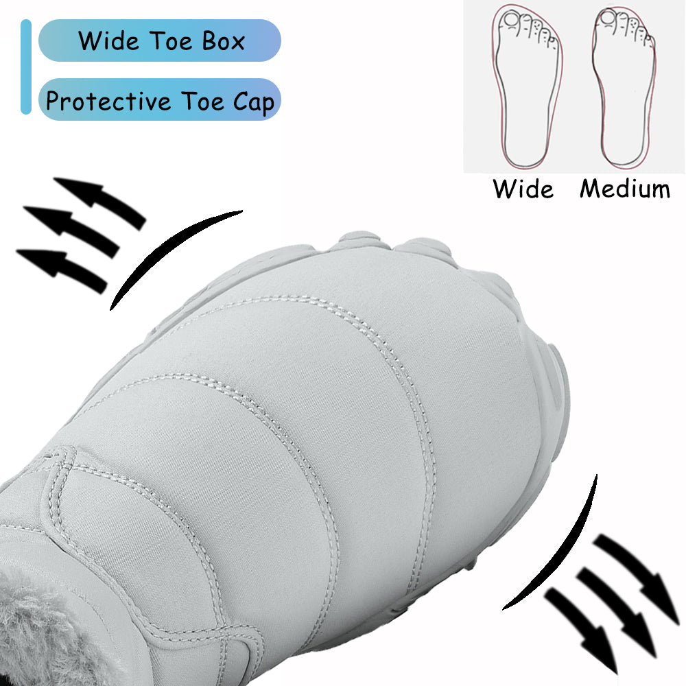 Stepedia Kids Snow Boots for Boys Girls Barefoot Winter Wide Toe Box Boots Waterproof Faux Fur Lined