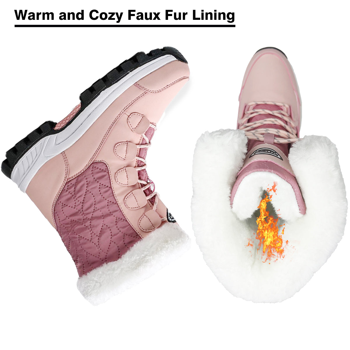 Stepedia Women's Snow Boots Warm Insulated Faux Fur Lined Waterproof Mid-Calf Winter Boots