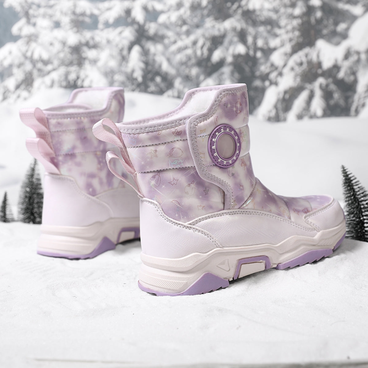 Stepedia Kids Boys Girls Faux Fur Lined Winter Waterproof Warm Snow Boots