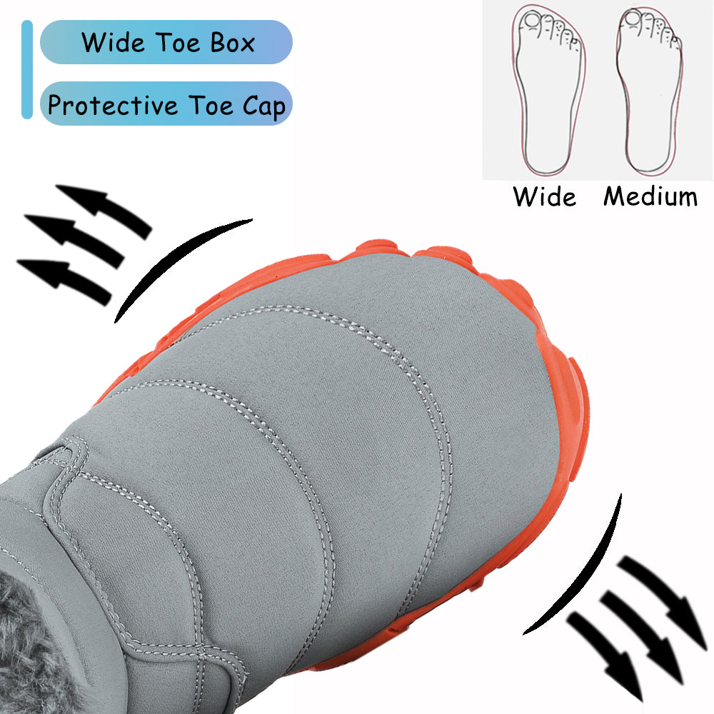 Stepedia Kids Snow Boots for Boys Girls Barefoot Winter Wide Toe Box Boots Waterproof Faux Fur Lined