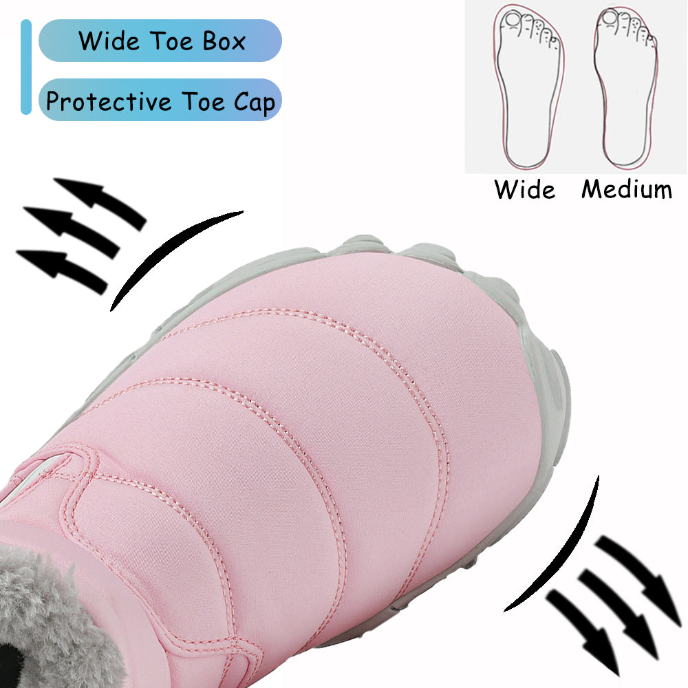 Stepedia Kids Snow Boots for Boys Girls Barefoot Winter Wide Toe Box Boots Waterproof Faux Fur Lined