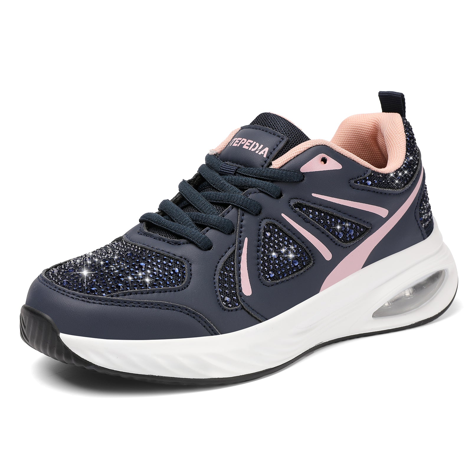Stepedia Womens Air Cushion Sneakers Rhinestone Lightweight Walking Shoes Breathable Tennis Shoes