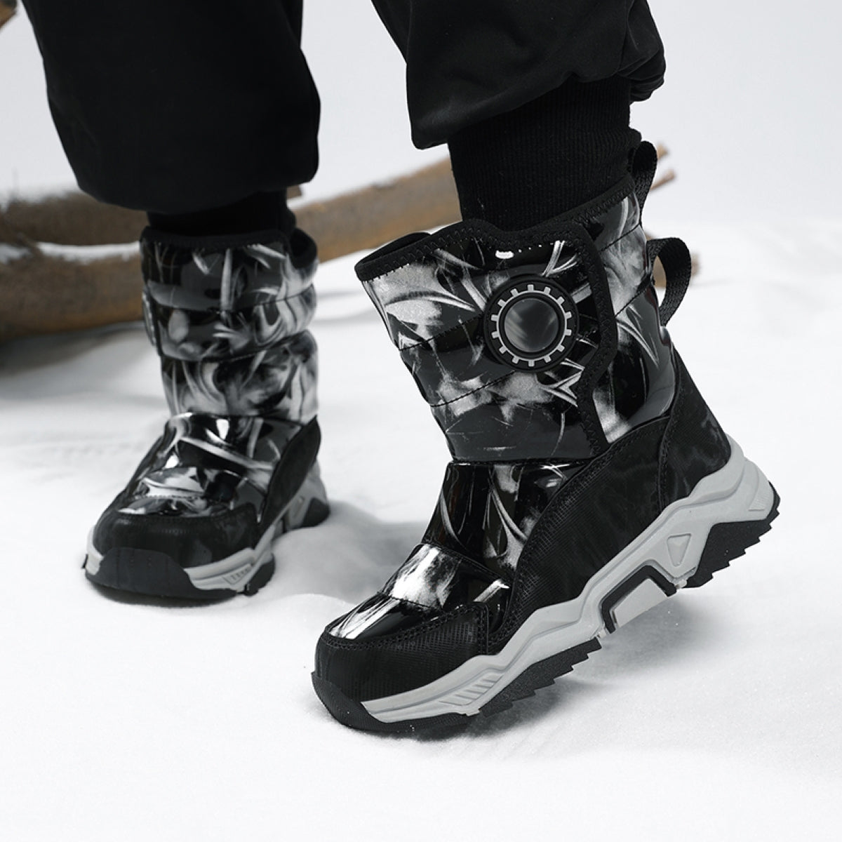 Stepedia Kids Boys Girls Faux Fur Lined Winter Waterproof Warm Snow Boots