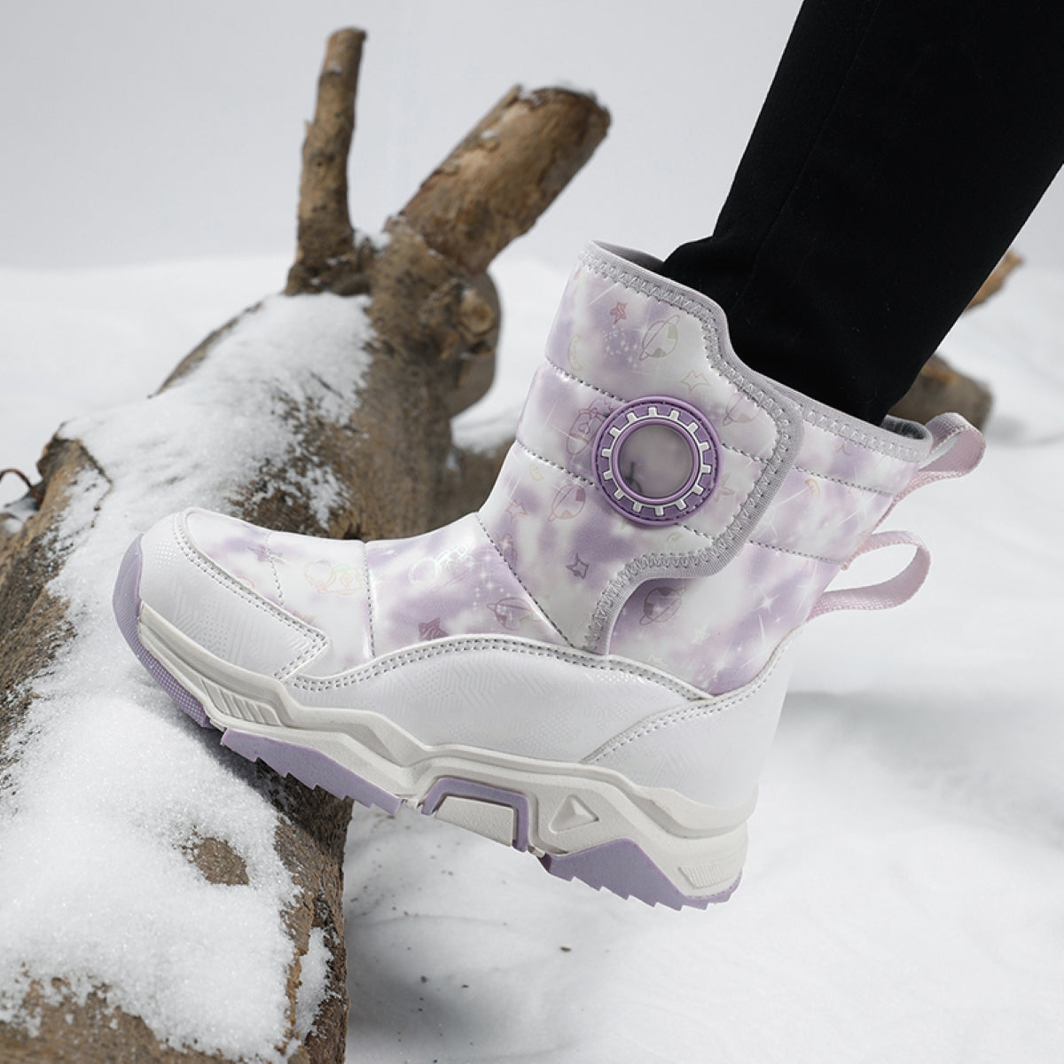 Stepedia Kids Boys Girls Faux Fur Lined Winter Waterproof Warm Snow Boots