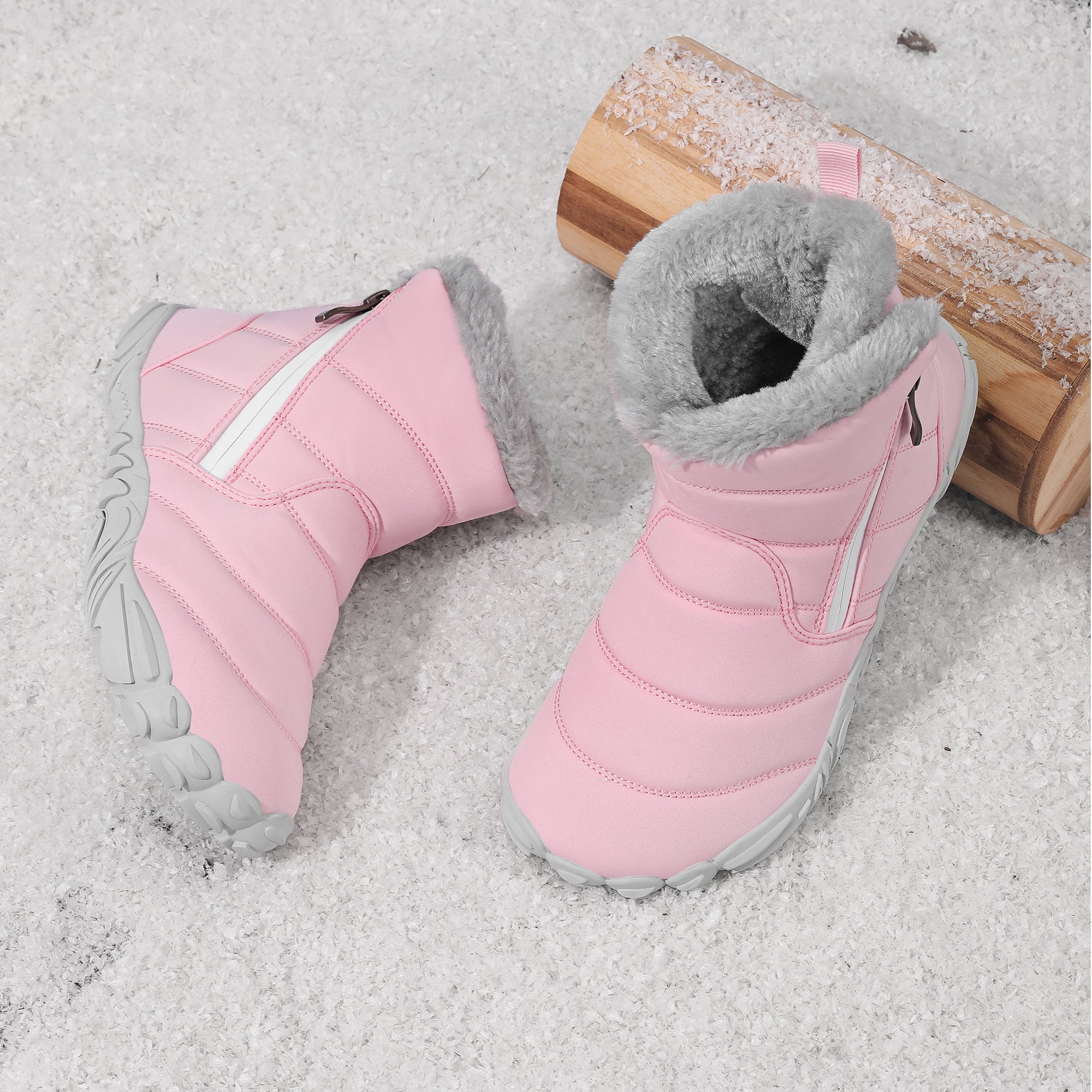 Stepedia Kids Snow Boots for Boys Girls Barefoot Winter Wide Toe Box Boots Waterproof Faux Fur Lined