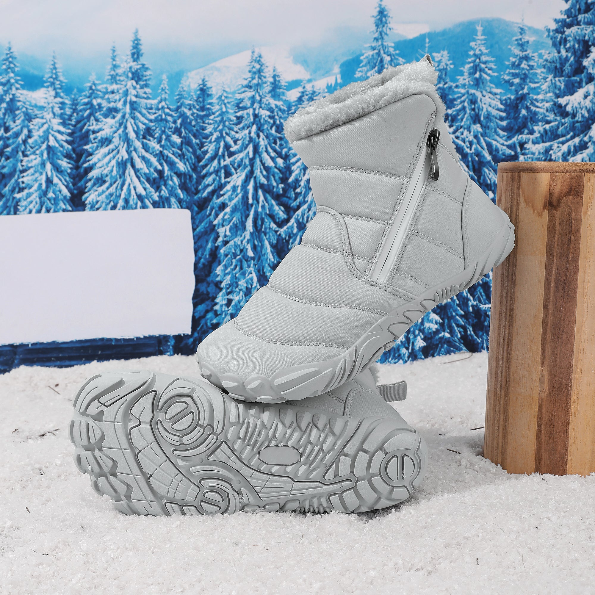 Stepedia Kids Snow Boots for Boys Girls Barefoot Winter Wide Toe Box Boots Waterproof Faux Fur Lined