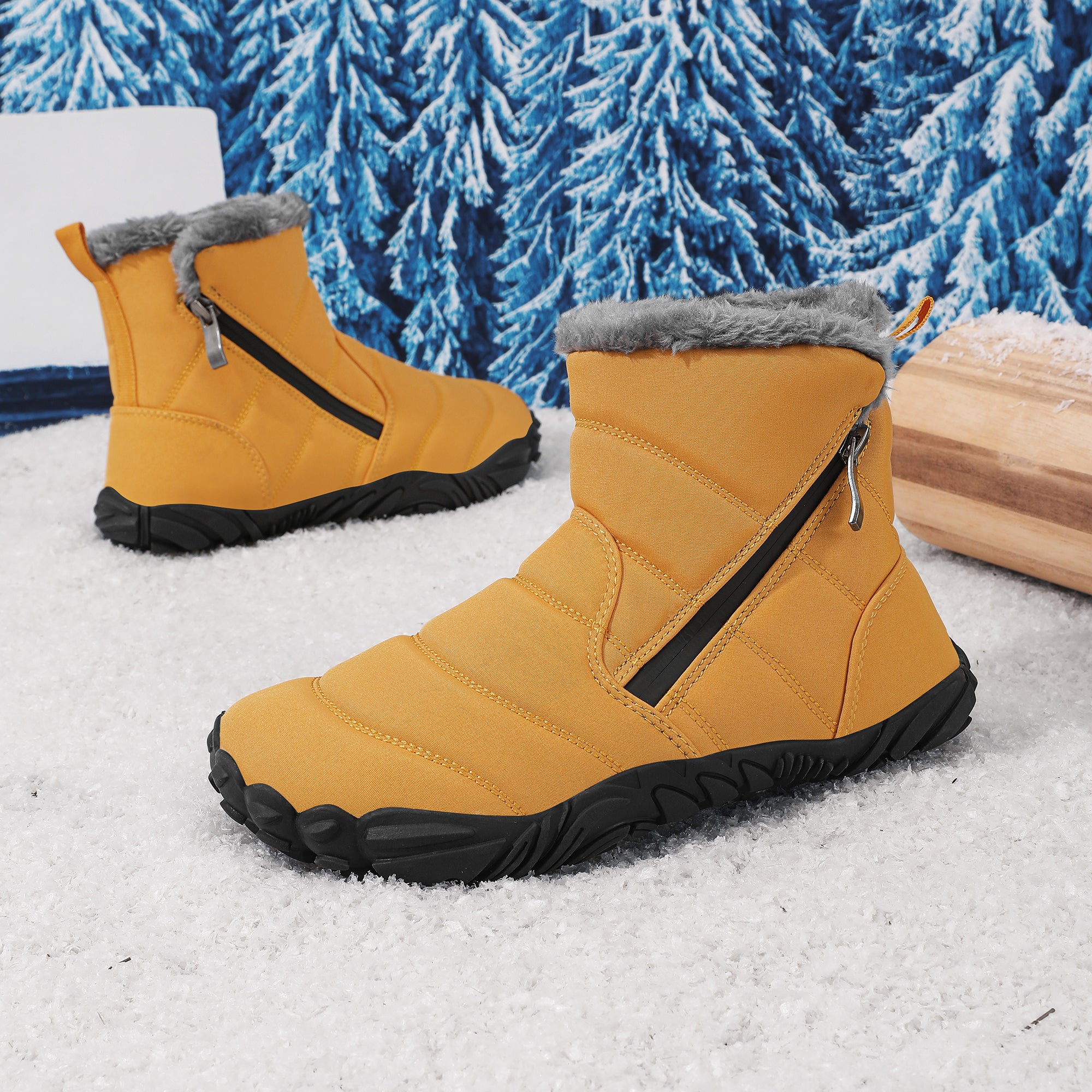 Stepedia Kids Snow Boots for Boys Girls Barefoot Winter Wide Toe Box Boots Waterproof Faux Fur Lined