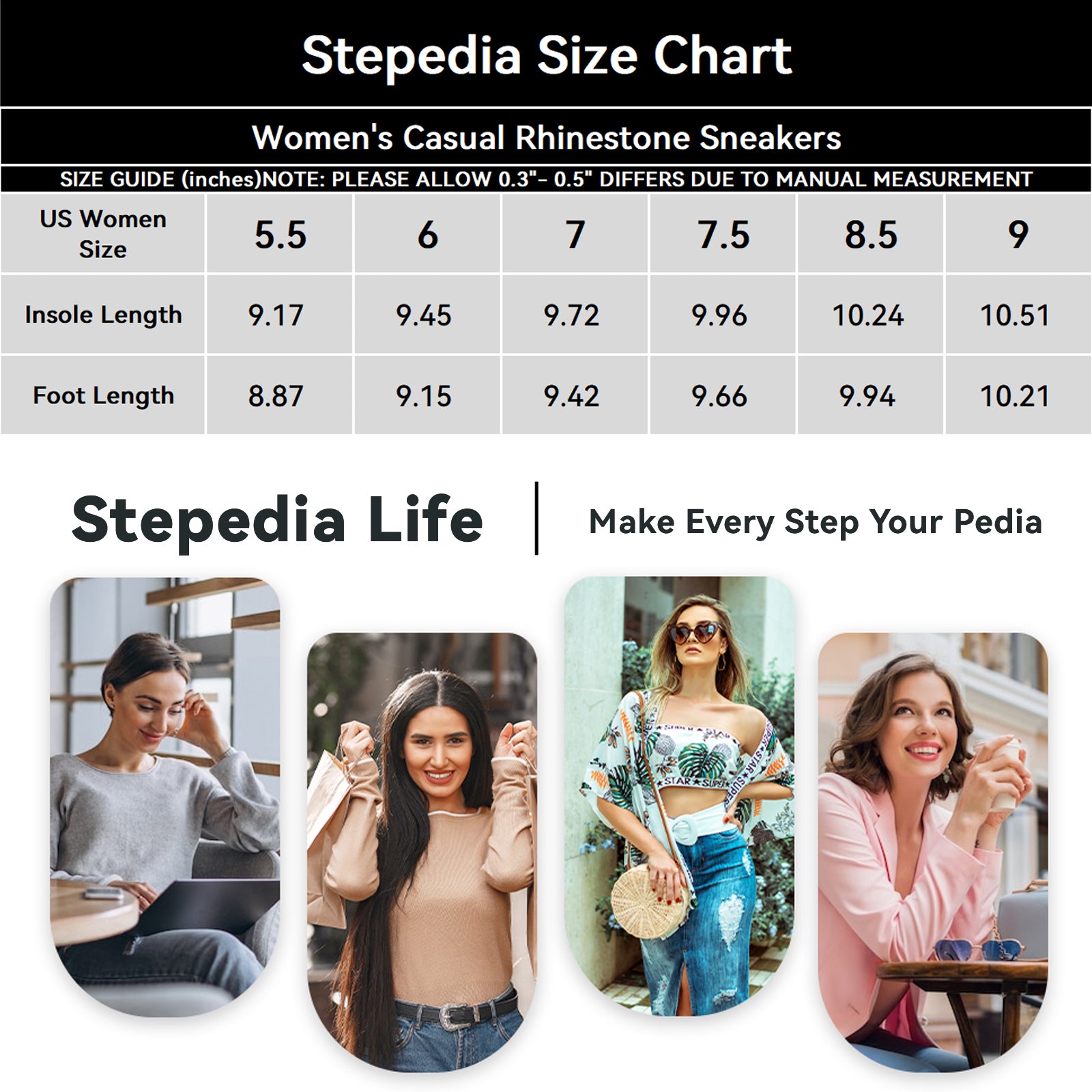 Stepedia Womens Air Cushion Sneakers Rhinestone Lightweight Walking Shoes Breathable Tennis Shoes
