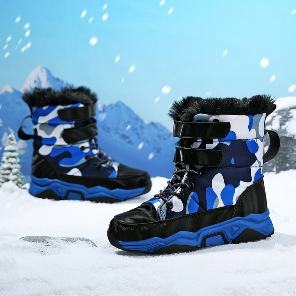 Stepedia Kids Snow Boots Boys Waterproof Anti-Slip Outdoor Warm Mid Calf Faux Fur Lining Insulated Winter Shoes