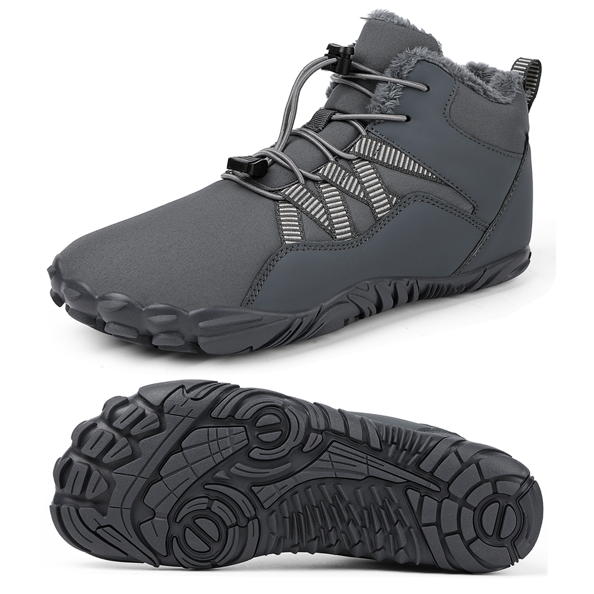 Zlinib Waterproof Barefoot Hiking Shoes For Women & Men - Wide Toe Box, Winter Walking Boots, All-Terrain