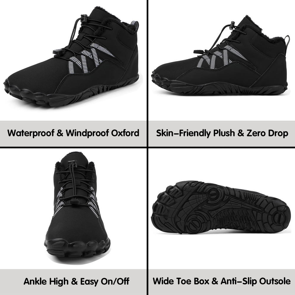 Stepedia Women's Men's Wide Toe Box Winter Snow Boots Barefoot Waterproof Hiking Shoes