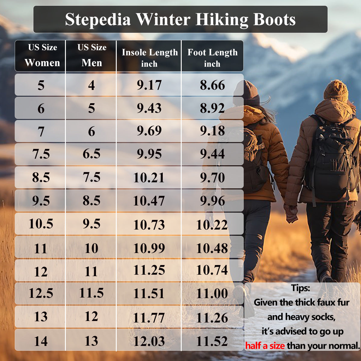 Stepedia Mens Womens Winter Barefoot Shoes Wide Toe Box Winter Boots Faux Fur Zero Drop Sole