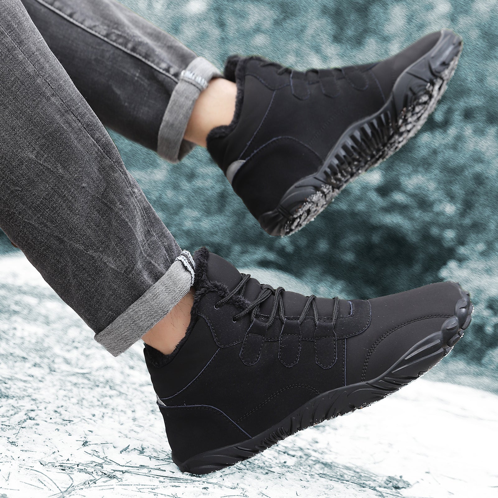 Stepedia Mens Womens Winter Barefoot Shoes Wide Toe Box Winter Boots Faux Fur Zero Drop Sole
