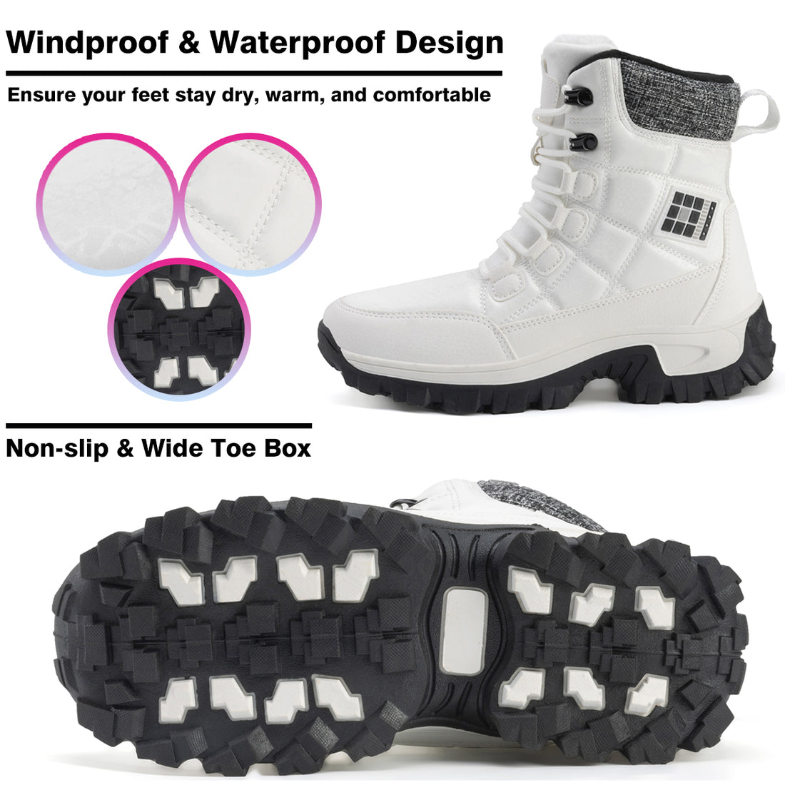 Stepedia Women's Winter Waterproof Mid-Calf Snow Boots Warm Faux Fur Lined Outdoor Boots